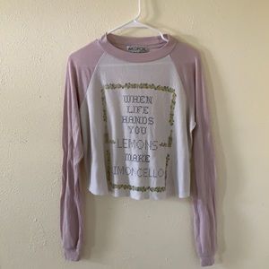 Wildfox Long Sleeve Limoncello Cropped Tee